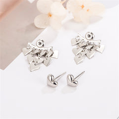 Silver-Plated Heart Tassel Ear Jackets