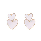 White Enamel & 18K Gold-Plated Double Heart Ear Jackets
