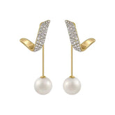 Cubic Zirconia & Pearl Ribbon Ear Jackets