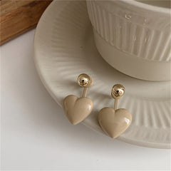Gray Enamel & 18K Gold-Plated Heart Ear Jackets