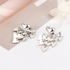 Silver-Plated Heart Tassel Ear Jackets