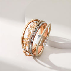 Coffee & Acrylic Cubic Zirconia Layered Bracelet