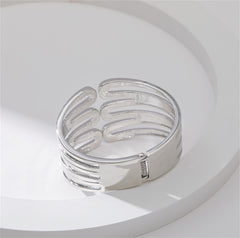 Cubic Zirconia & Silver-Plated Pin Layered Bangle