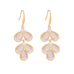Cubic Zirconia & Cat's Eye Teardrop Cluster Drop Earrings