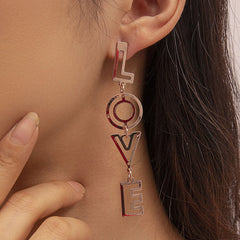 18K Rose Gold-Plated 'Love' Openwork Drop Earrings