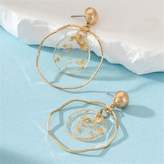 Resin & 18K Gold-Plated Two-Circle Drop Earrings