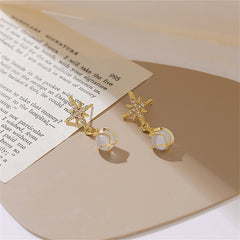 Cat's Eye & Cubic Zirconia 18K Gold-Plated Star Drop Earrings