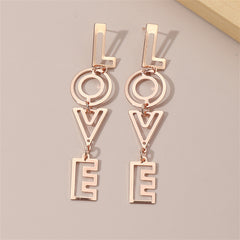 18K Rose Gold-Plated 'Love' Openwork Drop Earrings