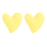 Yellow Acrylic & Silve-Plated Heart Stud Earrings