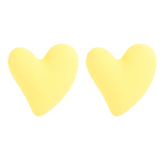 Yellow Acrylic & Silve-Plated Heart Stud Earrings