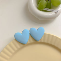 Lake Blue Acrylic & Silver-Plated Heart Stud Earrings