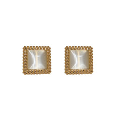 Cats Eye & 18K Gold-Plated Square Stud Earrings