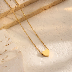 18K gold-plated heart pendant necklace with a delicate small chain, perfect for adding elegance to any outfit.