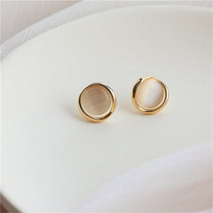 Cats Eye & 18K Gold-Plated Round Stud Earrings