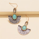 Lake Blue Resin & Two-Tone Padlock Drop Earrings