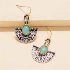 Lake Blue Resin & Two-Tone Padlock Drop Earrings