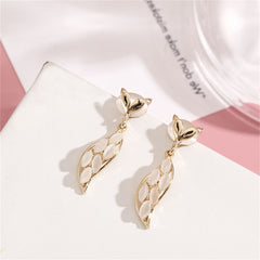Cats Eye & 18K Gold-Plated Fox Drop Earrings