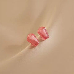 Red Resin & Silver-Plated Pomegranate Seed Stud Earrings