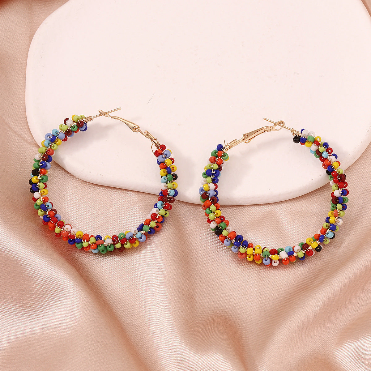 Vibrant Howlite and 18K Gold-Plated Beaded Hoop Earrings, everyday style, styled look