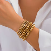Elegant 18K gold-plated beaded stretchy bracelets, perfect for adding a touch of luxury to any outfit.