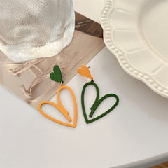 Yellow & Green Enamel Mismatching Heart Dangle Earring