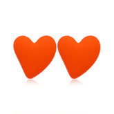 Orange Acrylic & Silver-Plated Heart Stud Earrings