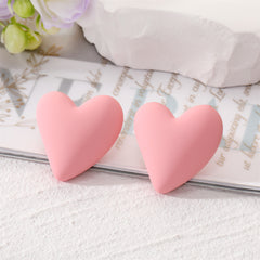 Pink Acrylic & Silver-Plated Heart Stud Earrings