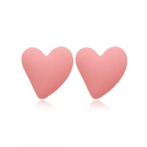 Pink Acrylic & Silver-Plated Heart Stud Earrings