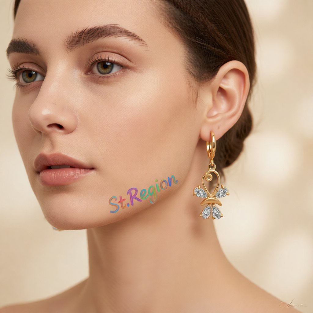 Cubic Zirconia & 18K Gold-Plated Loop Butterfly Drop Earrings
