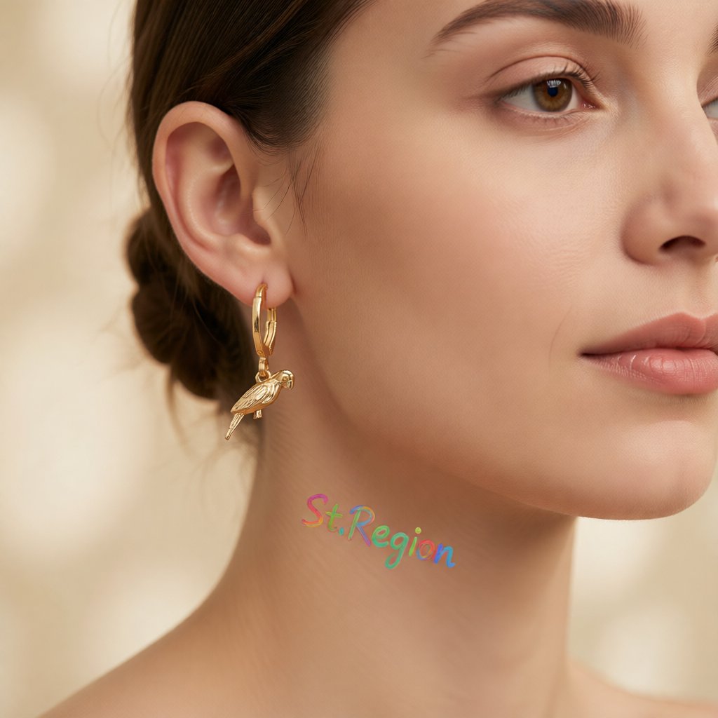 18K Gold-Plated Bird Huggie Earrings