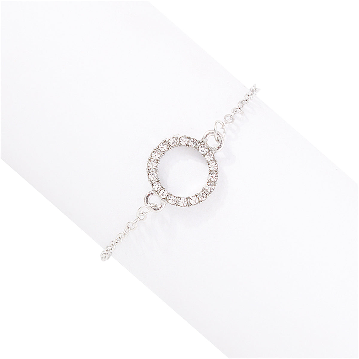 Cubic Zirconia and Silver-Plated Circle Charm Bracelet, silver bracelet for women, everyday style, styled look