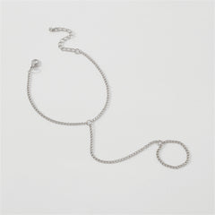 Silver-Plated Wrist-To-Ring Chain Bracelet