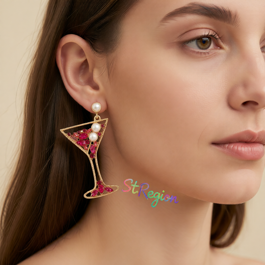 Pearl & Pink Crystal Cubic Zirconia Cocktail Drop Earrings