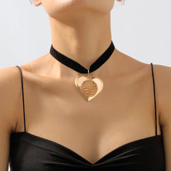 Black Nylon & 18K Gold-Plated Stripped Heart Choker Necklace