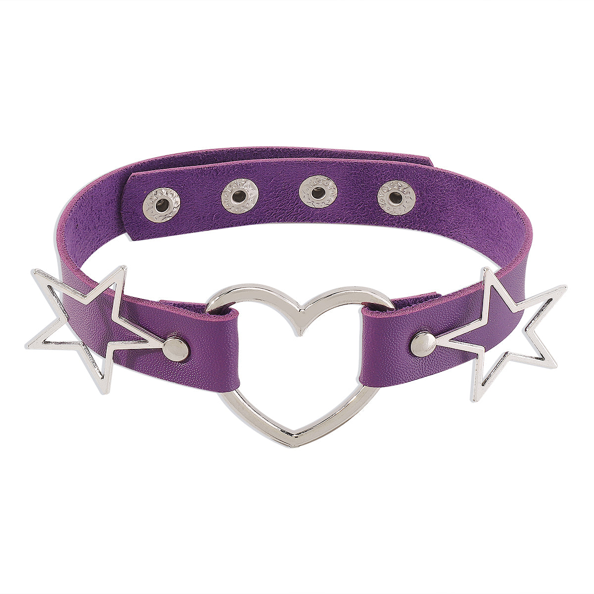 Purple Polystyrene and Silver-Plated Star Heart Choker Necklace, chunky silver choker necklace, styled look
