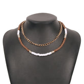 Brown Polymer Clay & 18K Gold-Plated Layered Necklace