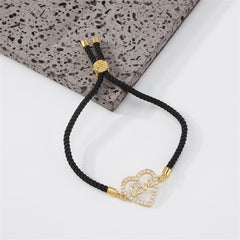 Cubic Zirconia & Colored Polyster 18K Gold-Plated 'Love' Heart Charm Bracelet