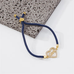 Cubic Zirconia & Colored Polyster 18K Gold-Plated 'Love' Heart Charm Bracelet