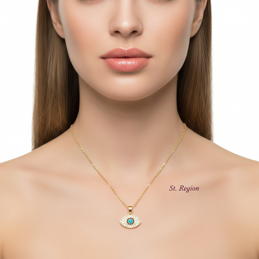 Cubic Zirconia & 18K Gold-Plated Eye Pendant Necklace - Street Region