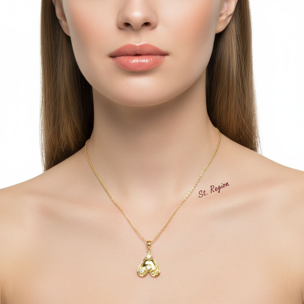 Cubic Zirconia & 18K Gold-Plated Heart Pendant Necklace - Street Region