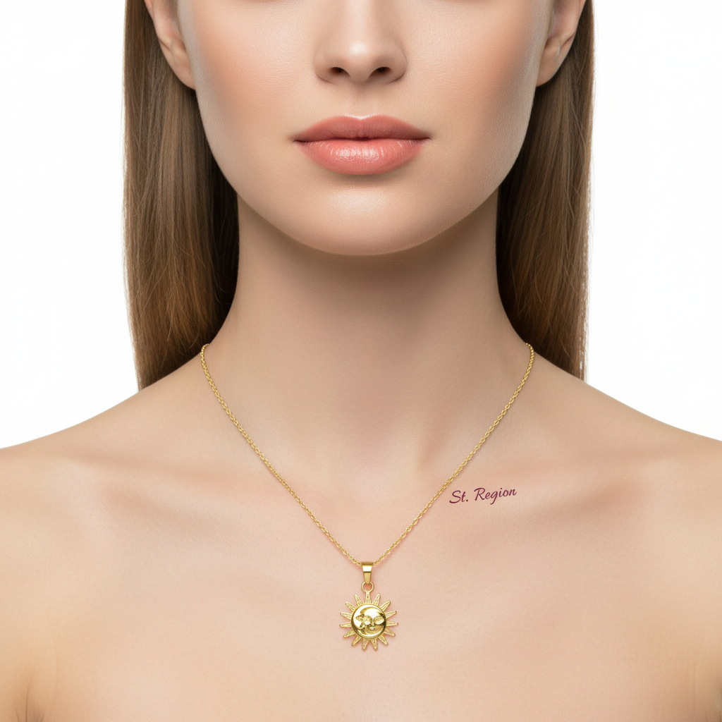 18K Gold-Plated Sun Pendant Necklace - Street Region