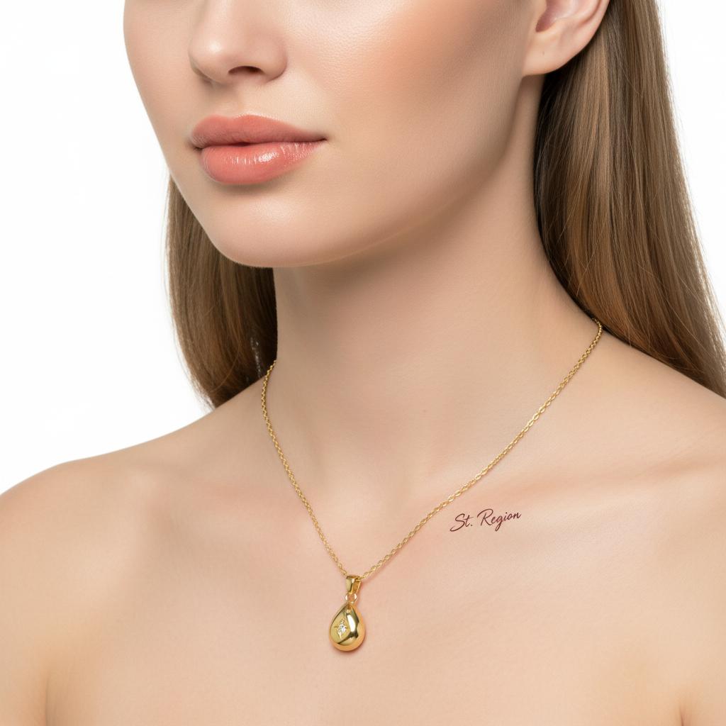 Cubic Zirconia & 18K Gold-Plated Drop Pendant Necklace