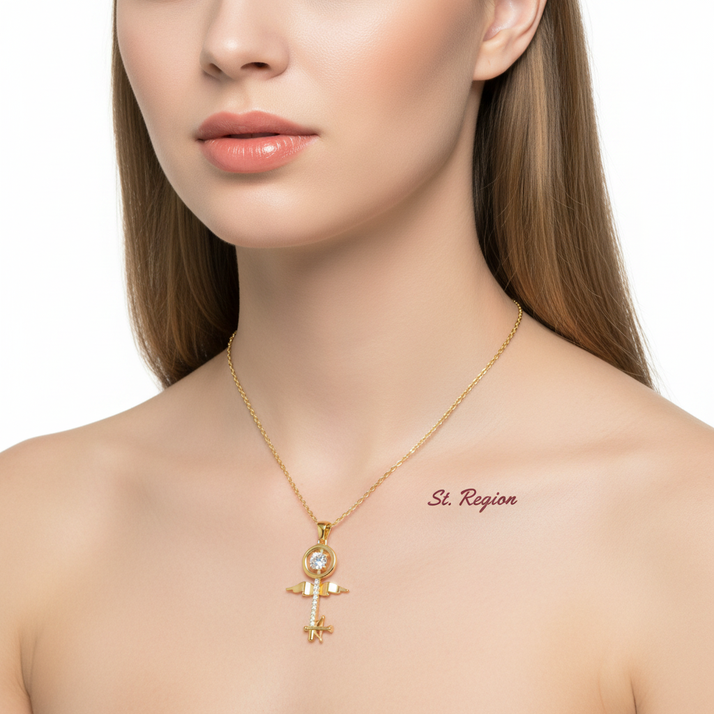 Crystal & Cubic Zirconia Key Pendant Necklace - Street Region