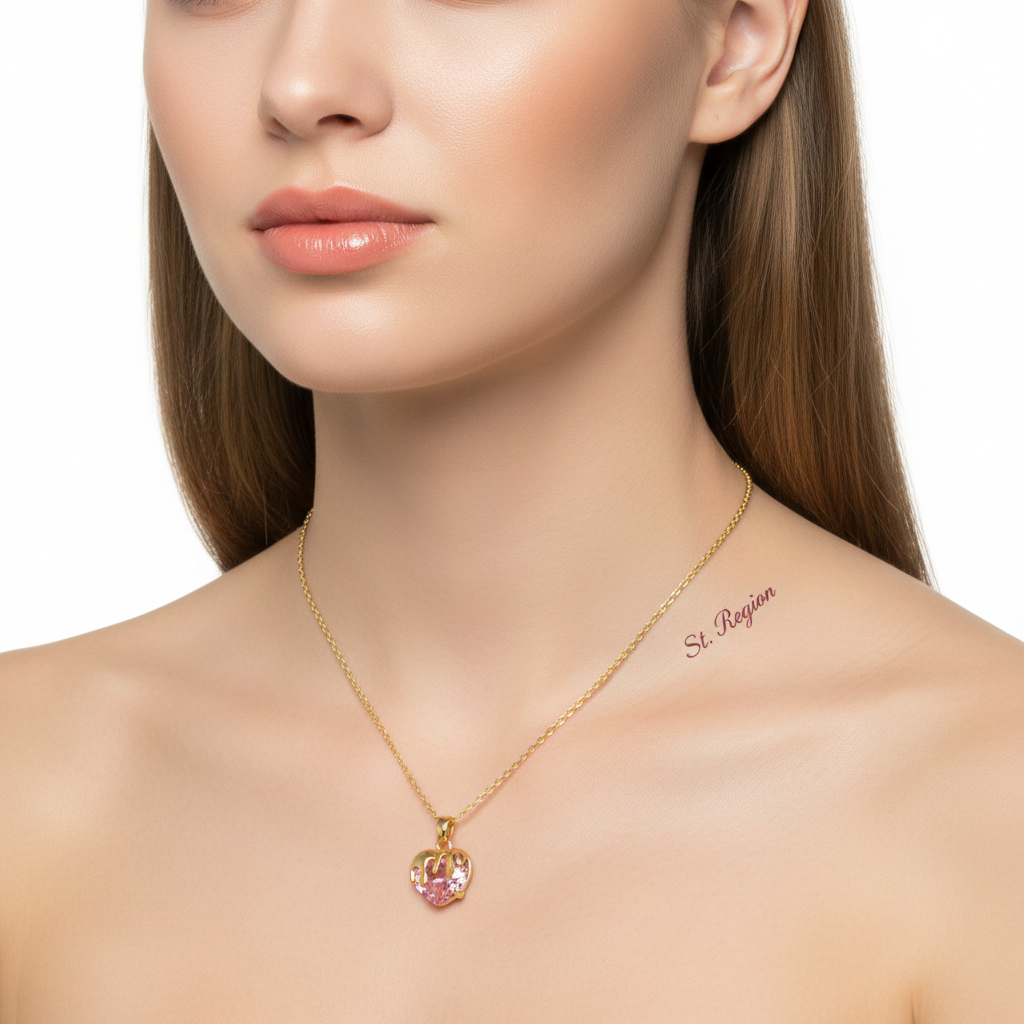 Pink Crystal & 18K Gold-Plated Heart Pendant Necklace - Street Region