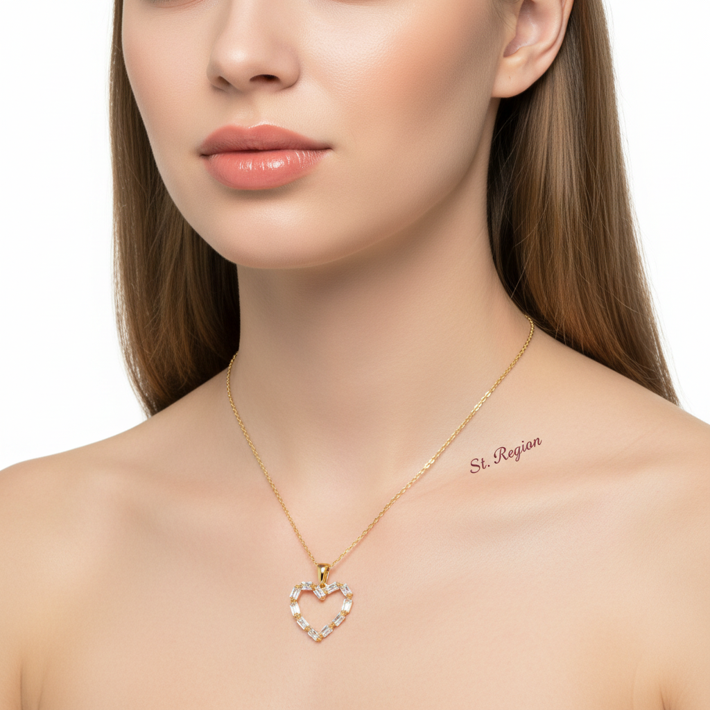 Crystal & 18K Gold-Plated Open Heart Pendant Necklace - Street Region