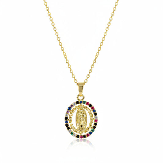 Green Multicolor Cubic Zirconia & 18K Gold-Plated Marry Pendant Necklace