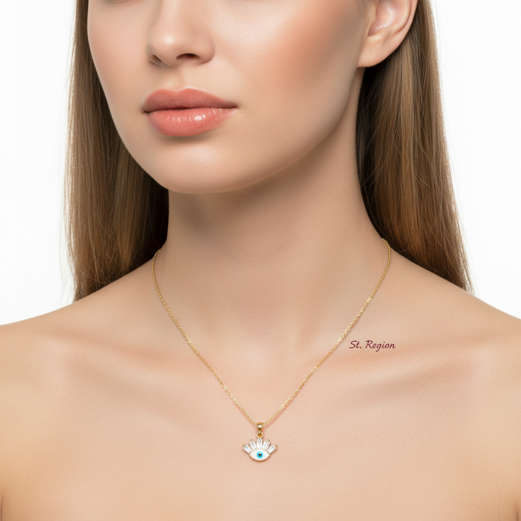 Crystal & Enamel 18K Gold-Plated Eye Pendant Necklace - Street Region