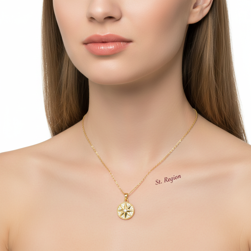 Cubic Zirconia & 18K Gold-Plated Star Round Pendant Necklace - Street Region