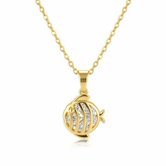 Crystal & 18K Gold-Plated Fish Pendant Necklace