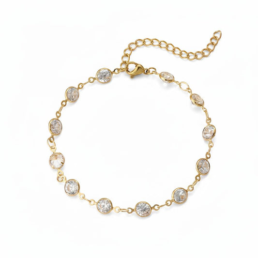 Clear Crystal & 18K Gold-Plated Round Station Bracelet